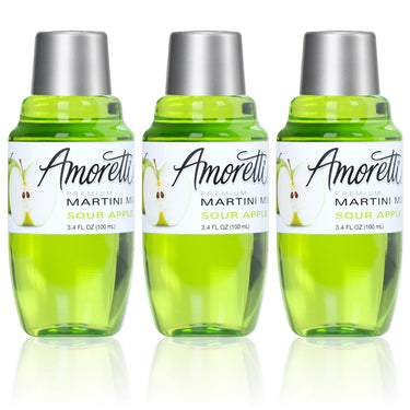 Amoretti Premium Martini Cocktail Mix Minis, Sour Apple, 3.4 Fluid Ounce